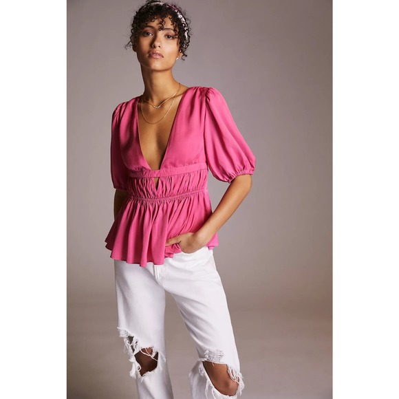 Dolan Brand with Cut-Out back, V-Neck front.Silky Fuschia Pink Color. Size L - Picture 3 of 8
